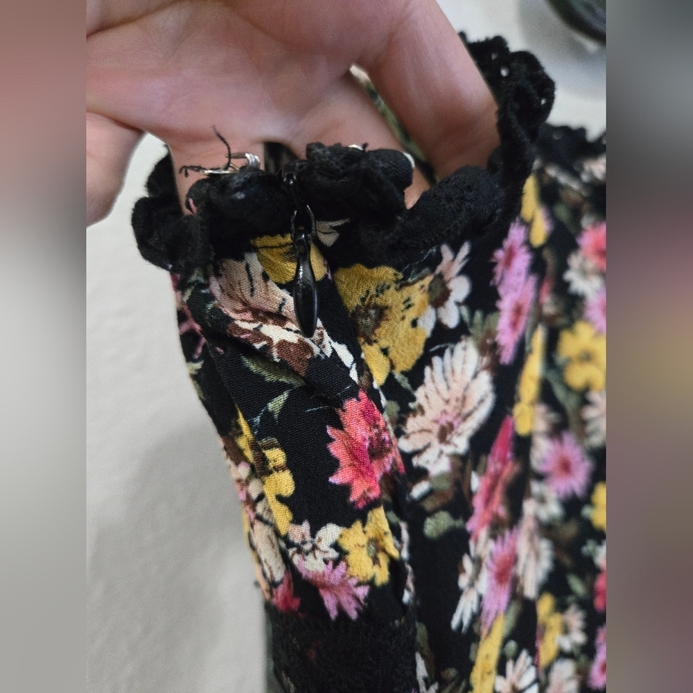Forever 21 Floral Black Milkmaid Midi Dress - Picture 9 of 11